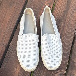 Vince White Perforated Slip-On Shoes